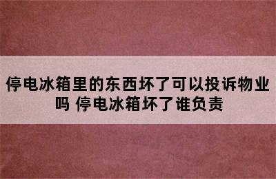 停电冰箱里的东西坏了可以投诉物业吗 停电冰箱坏了谁负责